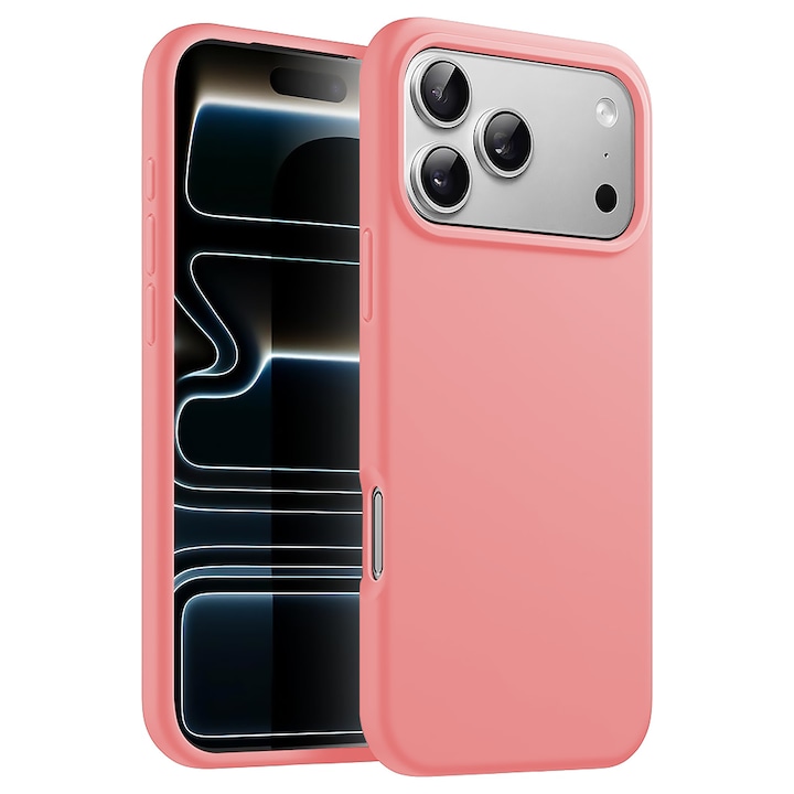 Husa CASEY STUDIOS™ pentru Apple iPhone 17 Pro, Soft Silicone Premium, Microfibra in Interior, de Protectie, Ultra Slim, pentru Incarcare Wireless, Margini Ridicate pentru Protectia Ecranului si a Camerelor, Roz
