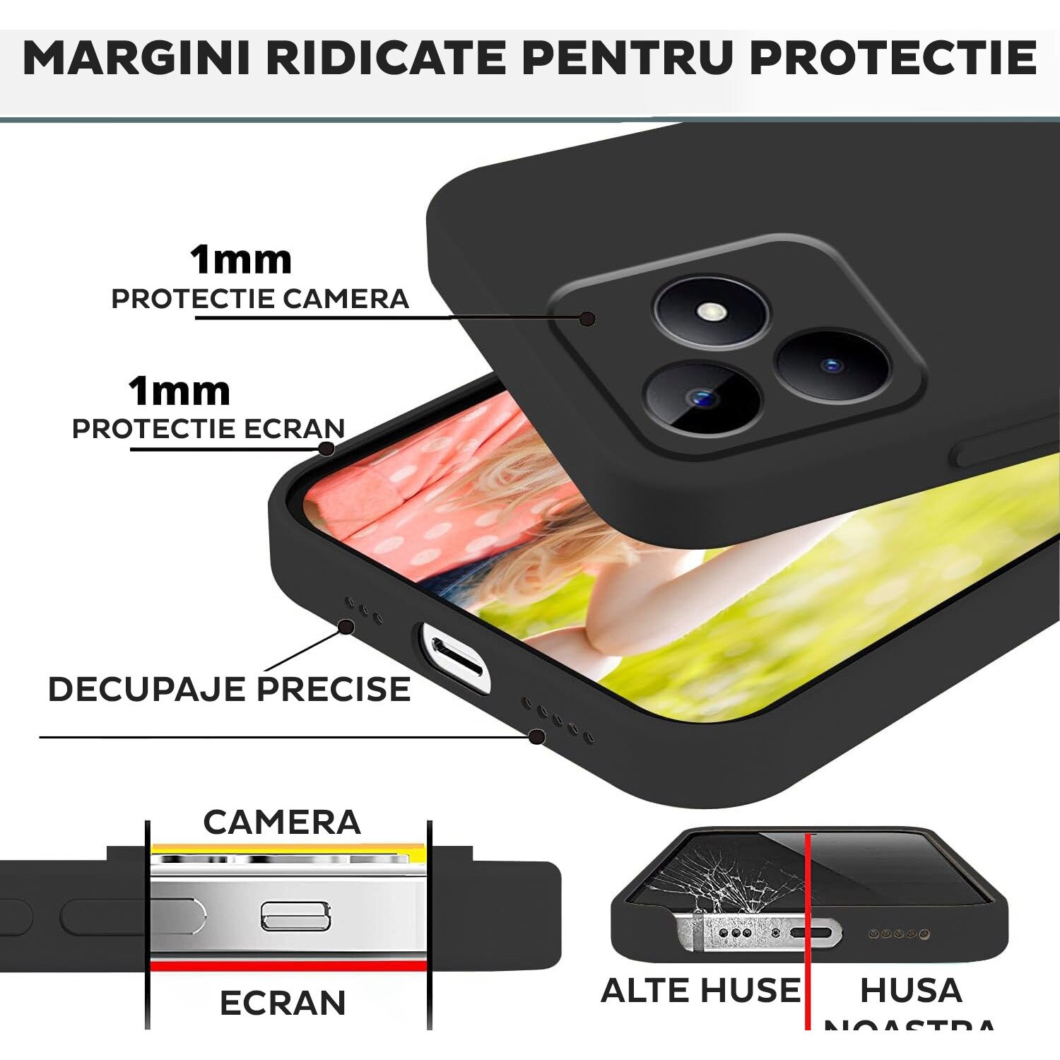 Husa pentru Honor 400 Daden® Silicon SoftFlex, Ultra Slim, Protectie sporita, Interior de microfibra, Albastru inchis
