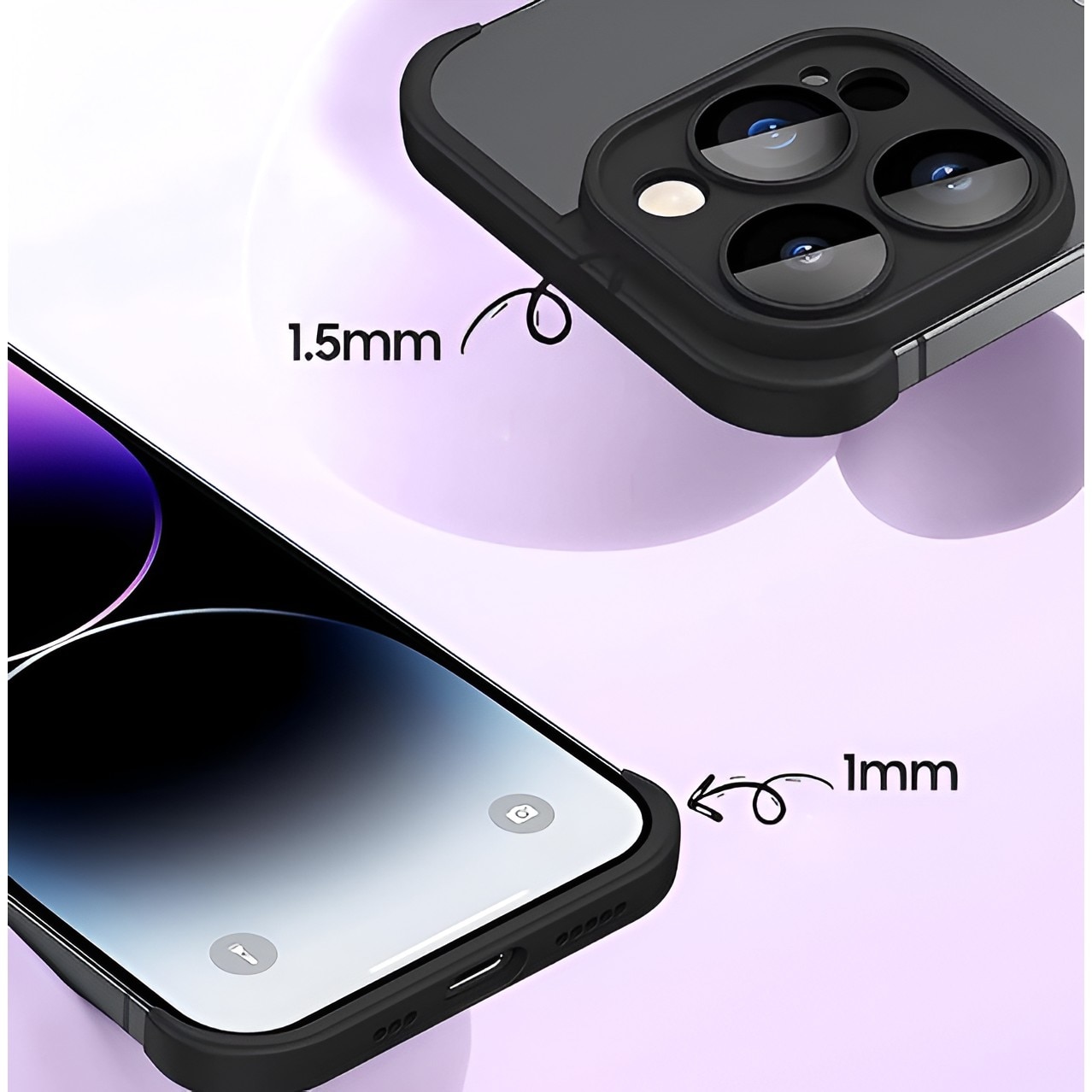 Husa Metalica Edgeless Compatibila cu iPhone 15 Pro, Flippy, Protectie pentru Colturi si Camera, Aliaj, Antisoc, Antizgariere, Negru