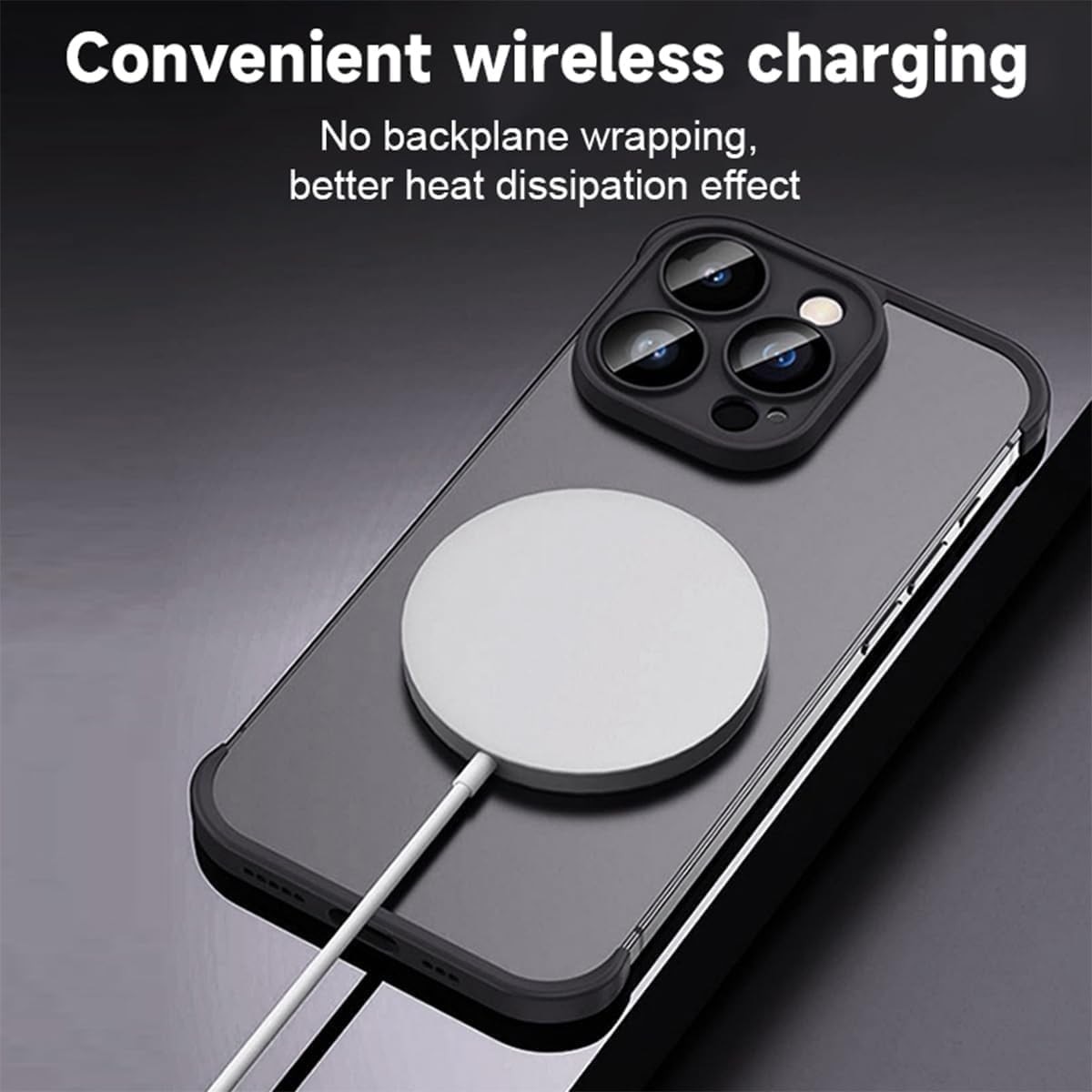 Husa Metalica Edgeless Compatibila cu iPhone 15 Pro, Flippy, Protectie pentru Colturi si Camera, Aliaj, Antisoc, Antizgariere, Negru