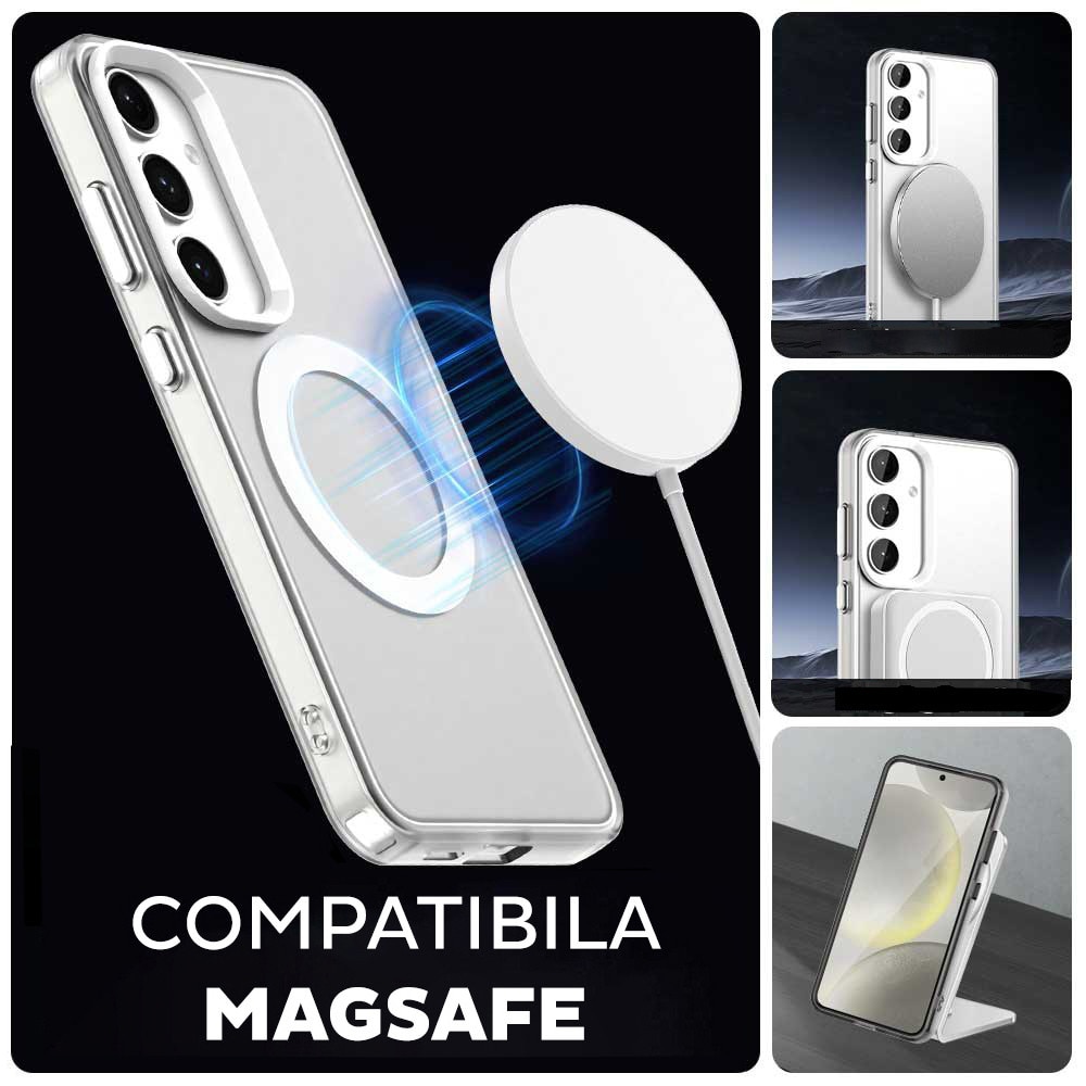 Husa pentru Samsung Galaxy A55 5G DaDen® CandyCase MagSafe, Antisoc, Incarcare wireless, Butoane protejate, Alb