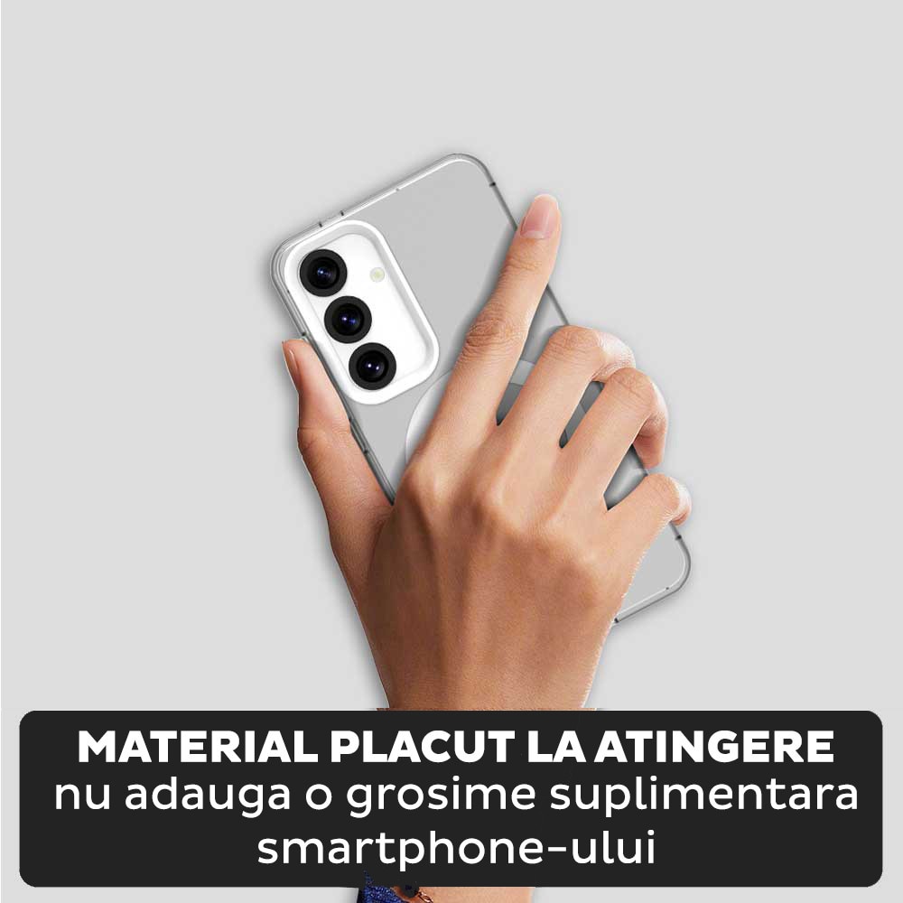 Husa pentru Samsung Galaxy A55 5G DaDen® CandyCase MagSafe, Antisoc, Incarcare wireless, Butoane protejate, Alb