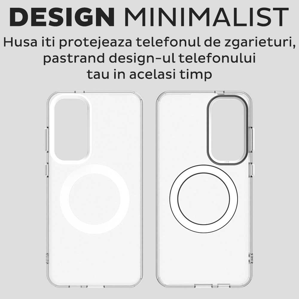 Husa pentru Samsung Galaxy A55 5G DaDen® CandyCase MagSafe, Antisoc, Incarcare wireless, Butoane protejate, Alb