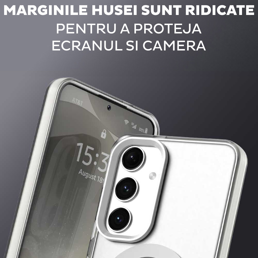 Husa pentru Samsung Galaxy A55 5G DaDen® CandyCase MagSafe, Antisoc, Incarcare wireless, Butoane protejate, Alb