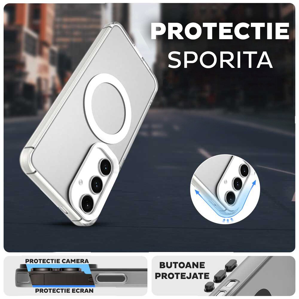 Husa pentru Samsung Galaxy A55 5G DaDen® CandyCase MagSafe, Antisoc, Incarcare wireless, Butoane protejate, Alb