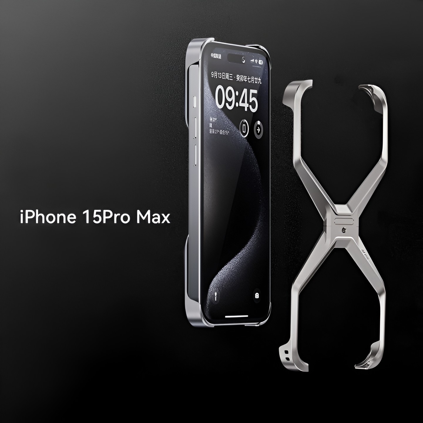 Husa Armor X Compatibila cu iPhone 15 Pro Max, Flippy, Aluminiu, Antisoc, Impermeabila, Margini cu 2 Straturi, Aderenta, Montare Usoara, Surubelnita Inclusa, Gri Metalizat