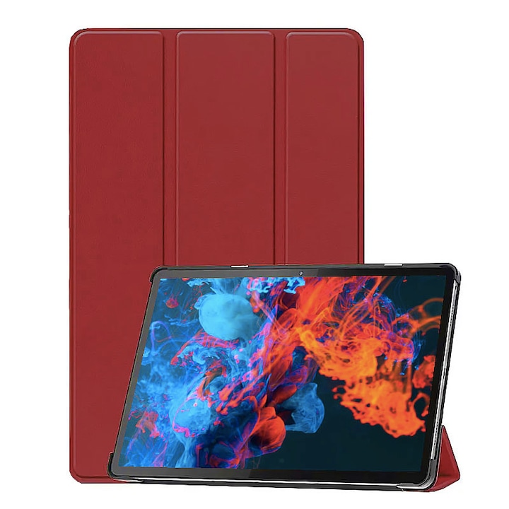 Husa Tableta AZIAO din piele PU pentru Samsung Galaxy Tab S6 Lite P610/P615, Protectie Completa 360, Interior Catifea, Functie de Stand, Display Protejat, Smart Cover, Colturi Anti-soc, Rosu