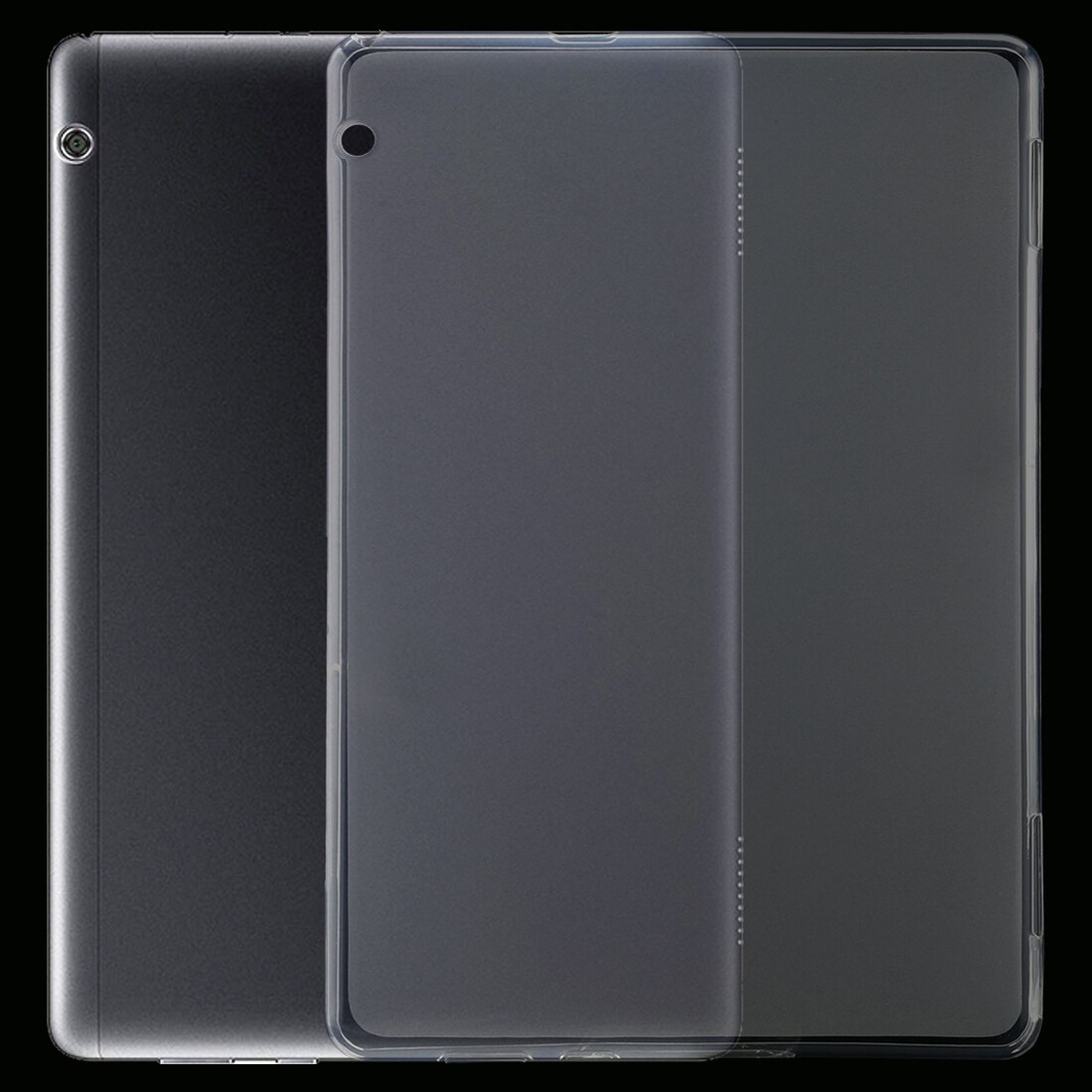 Husa tableta pentru Huawei T5 10.1 inch, TPU transparent de 0.75mm, tip carte, protectie anti-cadere, spate transparent