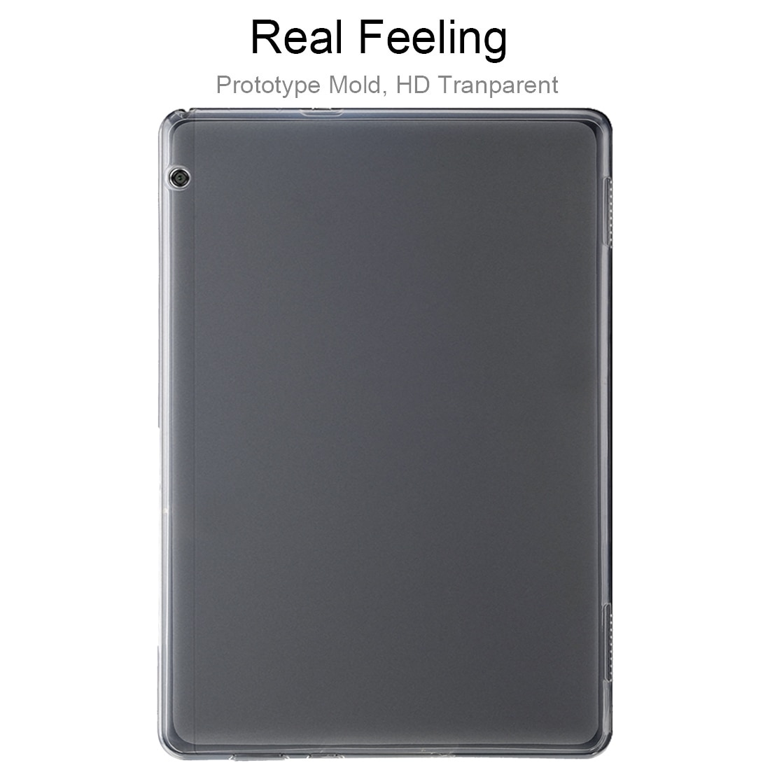 Husa tableta pentru Huawei T5 10.1 inch, TPU transparent de 0.75mm, tip carte, protectie anti-cadere, spate transparent