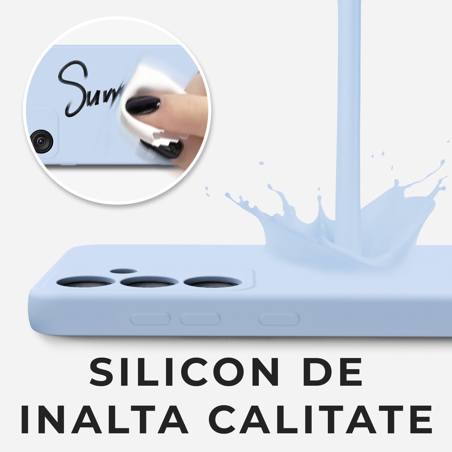 Husa pentru Samsung Galaxy S24 Plus Premium Silicon Daden®, Protectie Camera, Antisoc, Calitate Premium, Albastru deschis