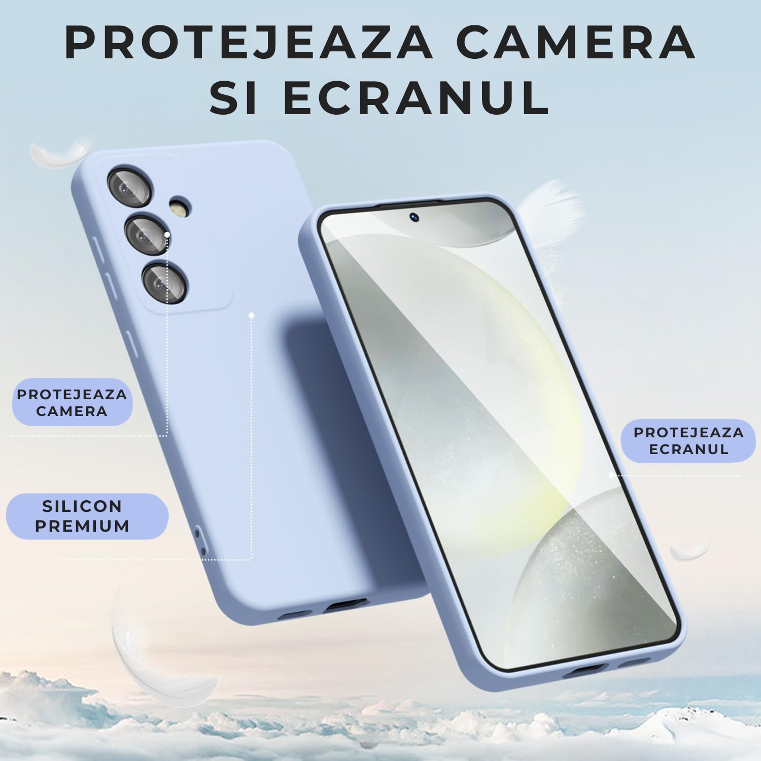 Husa pentru Samsung Galaxy S24 Plus Premium Silicon Daden®, Protectie Camera, Antisoc, Calitate Premium, Albastru deschis
