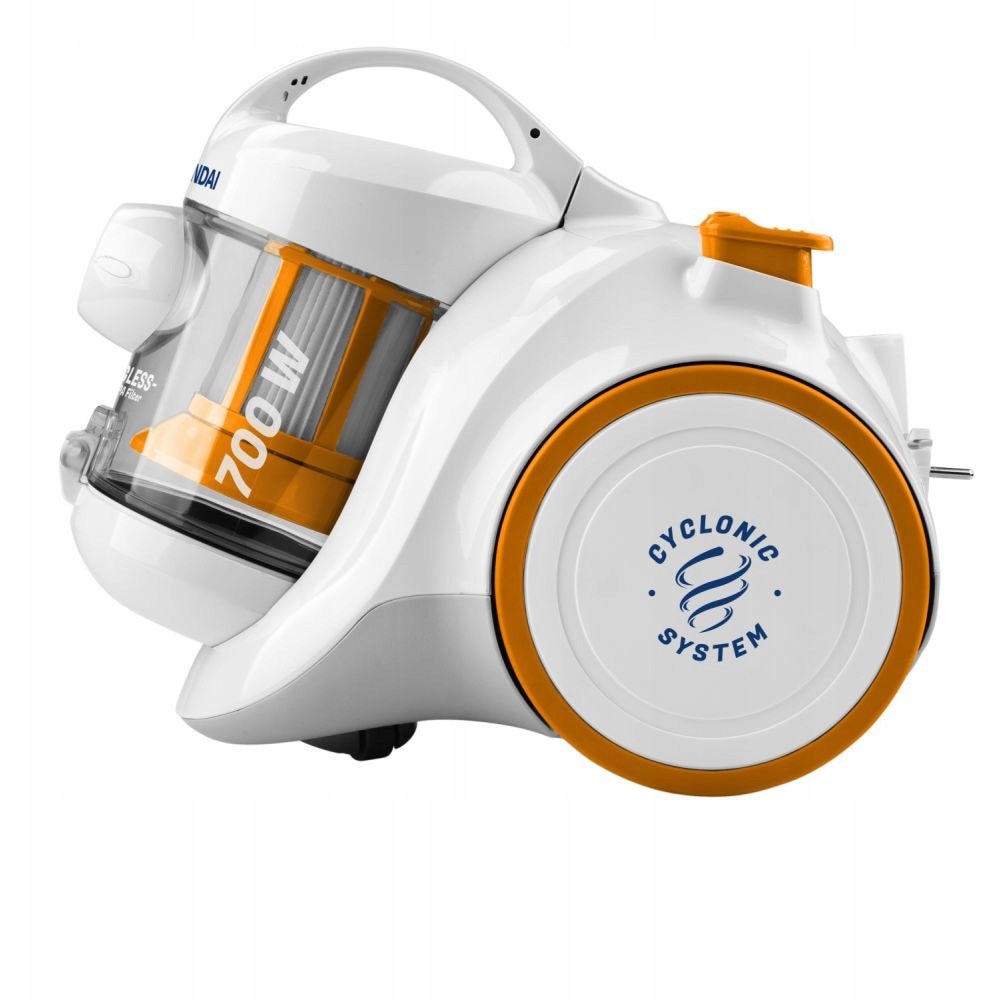 Aspirator fara sac, Hyundai, VC009, 1.5 L, filtru HEPA, Alb / Portocaliu