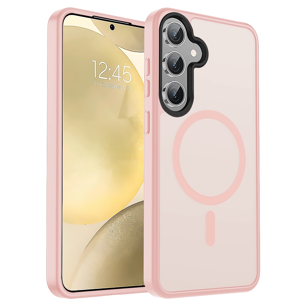 Husa compatibila cu Incarcare Magsafe pentru Samsung Galaxy S25 Plus, CASEY STUDIOS™, de Protectie, Slim, pentru Incarcare Wireless, Margini Ridicate pentru Protectia Ecranului si a Camerelor, Roz