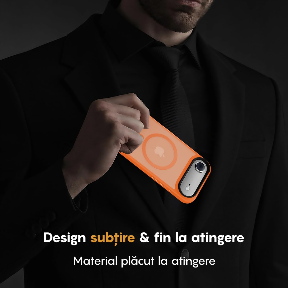 Husa compatibila cu Incarcare Magsafe pentru Apple iPhone 17 Air, CASEY STUDIOS™, de Protectie, Slim, pentru Incarcare Wireless, Margini Ridicate pentru Protectia Ecranului si a Camerelor, Portocaliu