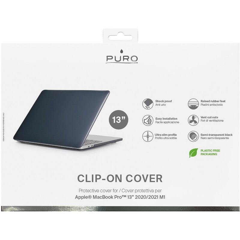 Husa clip-on laptop Macbook Pro 13 (M1 2021 / 2020), Puro, Policarbonat, 13 inch, Negru