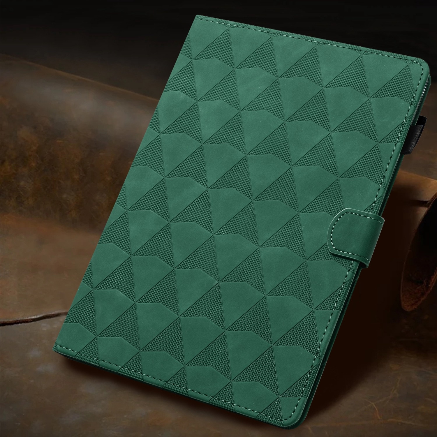 Husa tableta pentru Lenovo Tab P11 Gen 2, piele texturata cu model de diamant, tip carte, verde