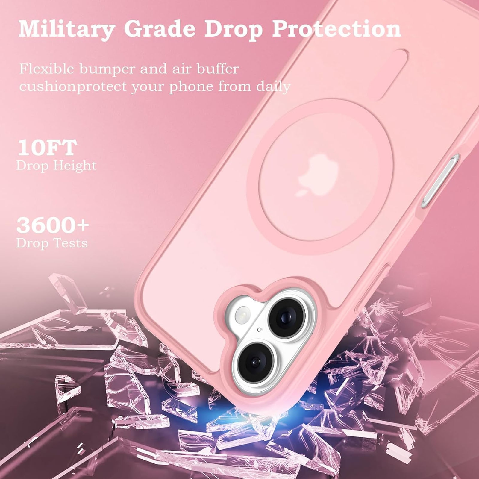 Husa telefon compatibila iPhone 16 plus, Hggzeg, Husa protectie, Magnetica, Incarcare Wireless, Margini ridicate pentru protectia ecranului, Antizgarieturi, Design ultra slim, Design mata, Usor de instalat, TPU/PC, Roz