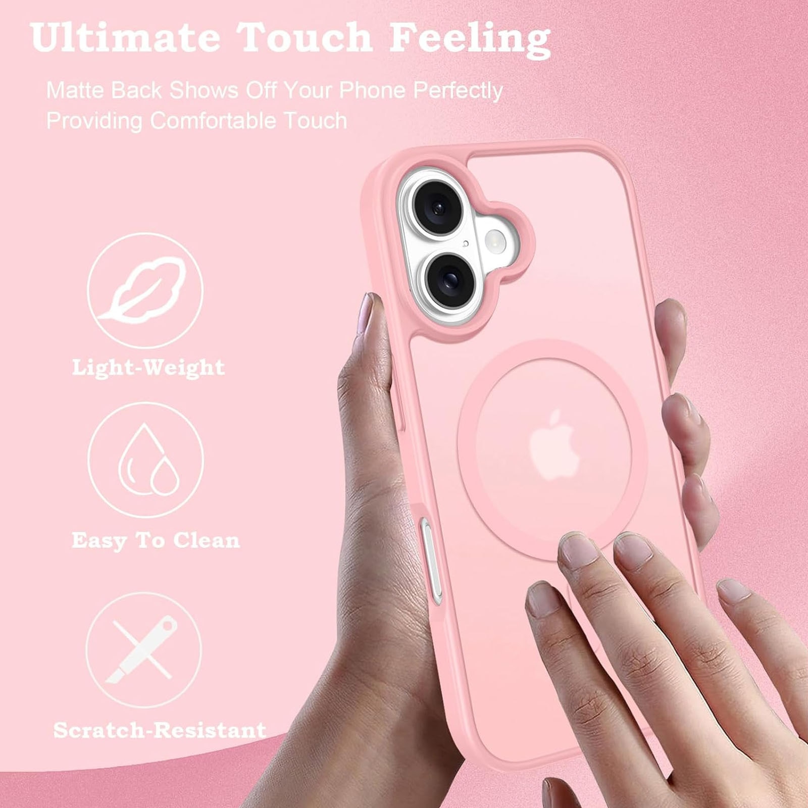 Husa telefon compatibila iPhone 16 plus, Hggzeg, Husa protectie, Magnetica, Incarcare Wireless, Margini ridicate pentru protectia ecranului, Antizgarieturi, Design ultra slim, Design mata, Usor de instalat, TPU/PC, Roz