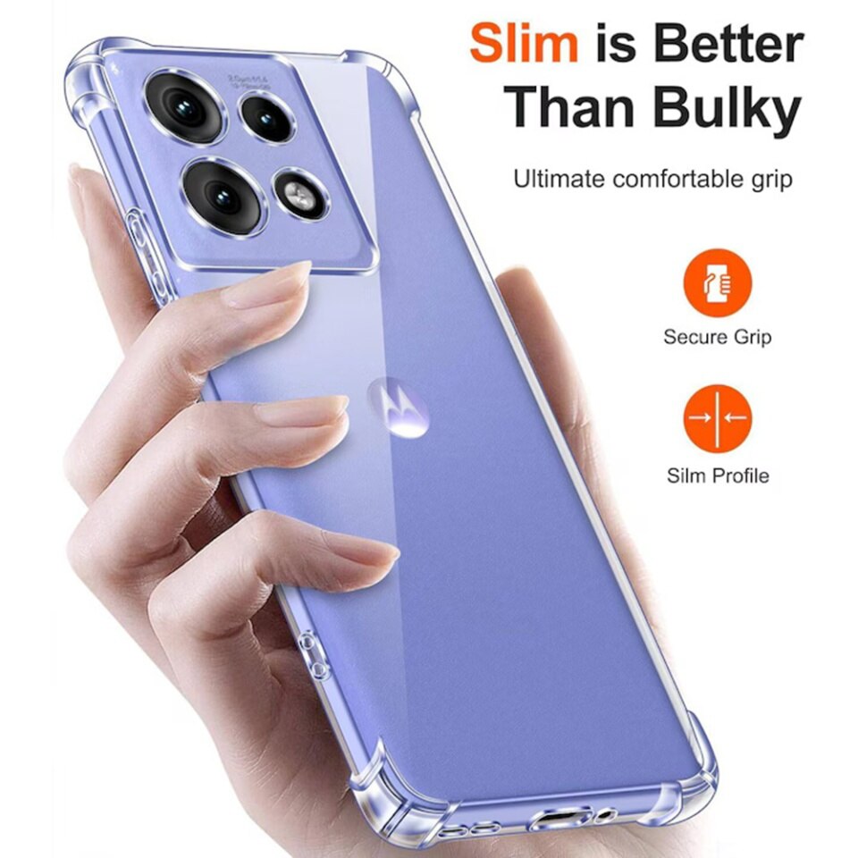 Husa pentru Motorola Edge 50, SKYDDAR INNOVATION, Shockproof Clear din Silicon Slim, Transparenta, set cu sticker