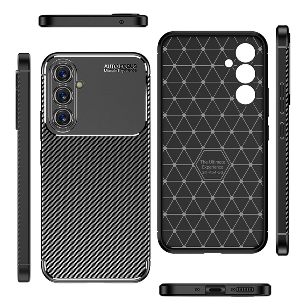 Husa protectie Mat-Tech compatibila cu Samsung Galaxy A54 5G, Carbon Design Autofocus, Protectie Camere, Finisaj Mat, Anti-Shock, Anti-Fingerprint, Rezistenta la impact, Negru