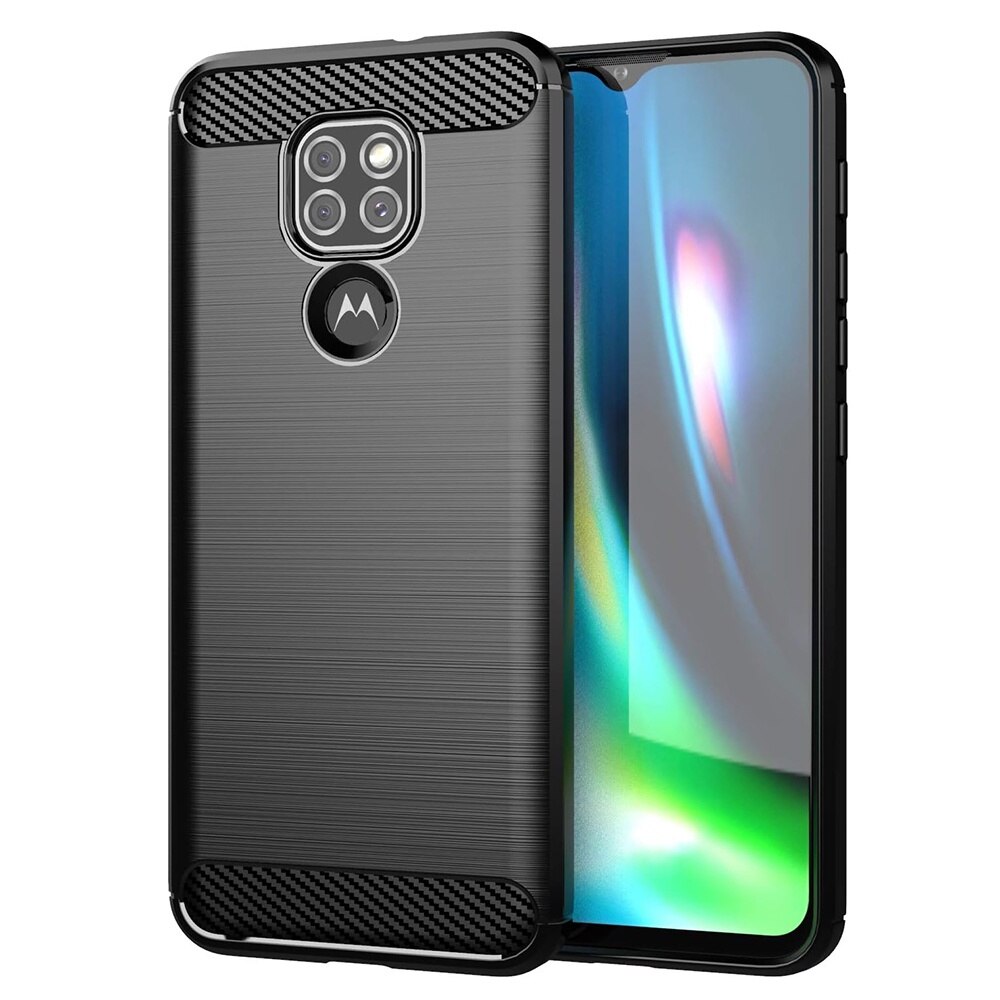 Husa pentru Motorola Moto E7 Plus / Moto G9 Play - Techsuit Carbon Silicone - Black