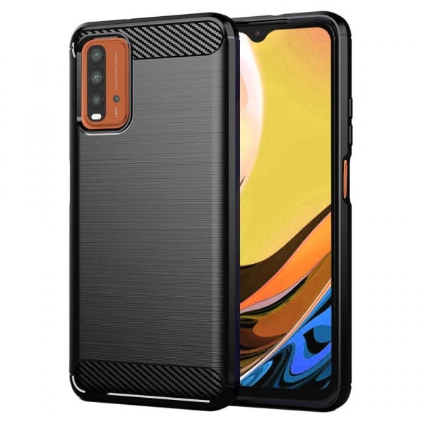 Husa Carbon Silicone pentru Xiaomi Redmi 9T, Negru