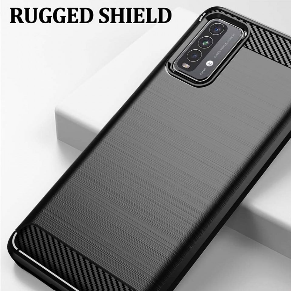 Husa Carbon Silicone pentru Xiaomi Redmi 9T, Negru