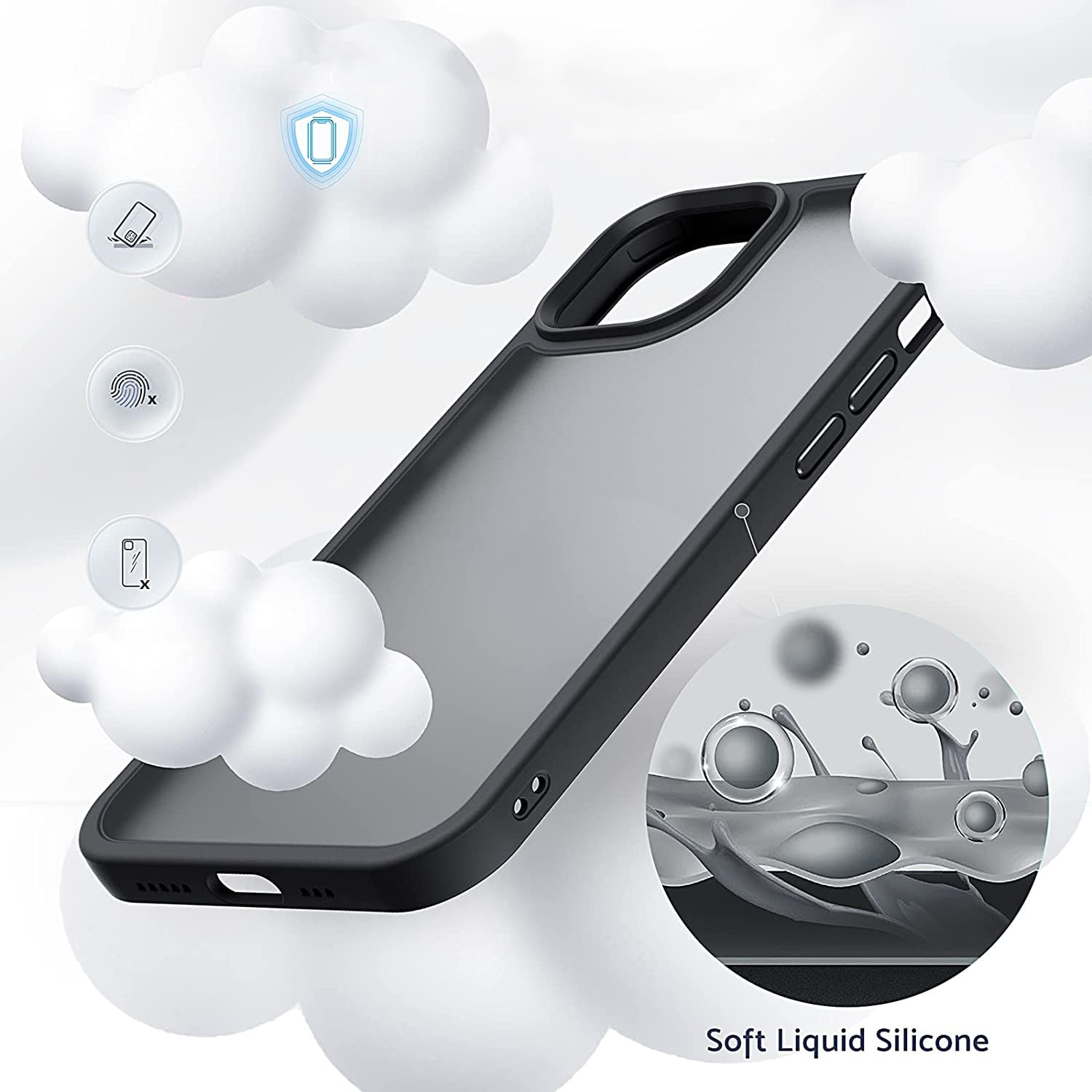 Husa pentru iPhone 13, MobileSmart, Hybrid ultra slim, carcasa spate Antisoc, Negru