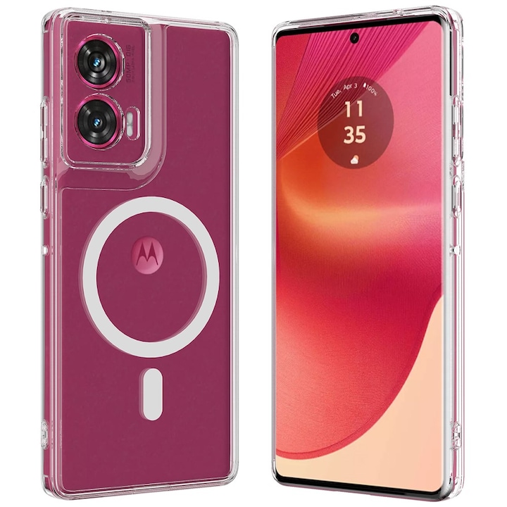 Husa de telefon pentru Motorola Edge 50 Fusion, XGSM Fusion Hybrid, Policarbonat, Transparenta, MagSafe