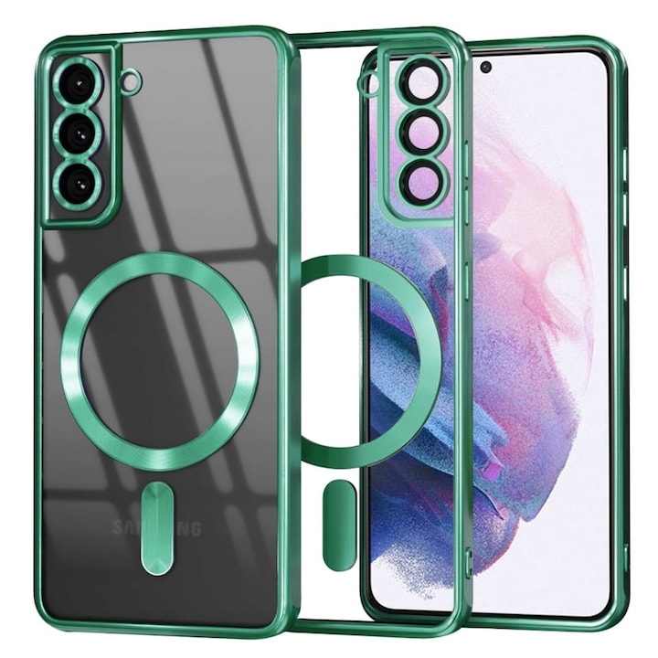 Husa pentru Samsung Galaxy S21 Plus 5G, SKYDDAR INNOVATION, Luxury Shield Magsafe, Protectie Antisoc, set cu sticker, Verde deschis