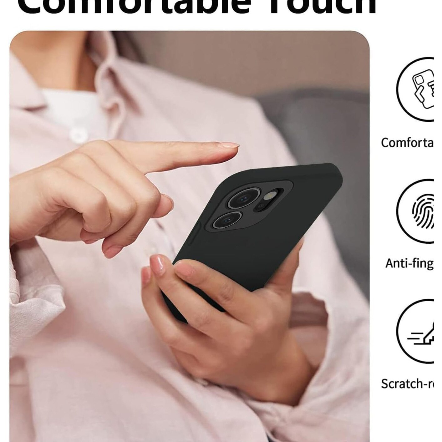 Husa pentru Oppo Reno 14F, 14FS 5G Liquid Silicone, subtire, captusita cu microfibra, anti amprenta, protectie camera foto, negru