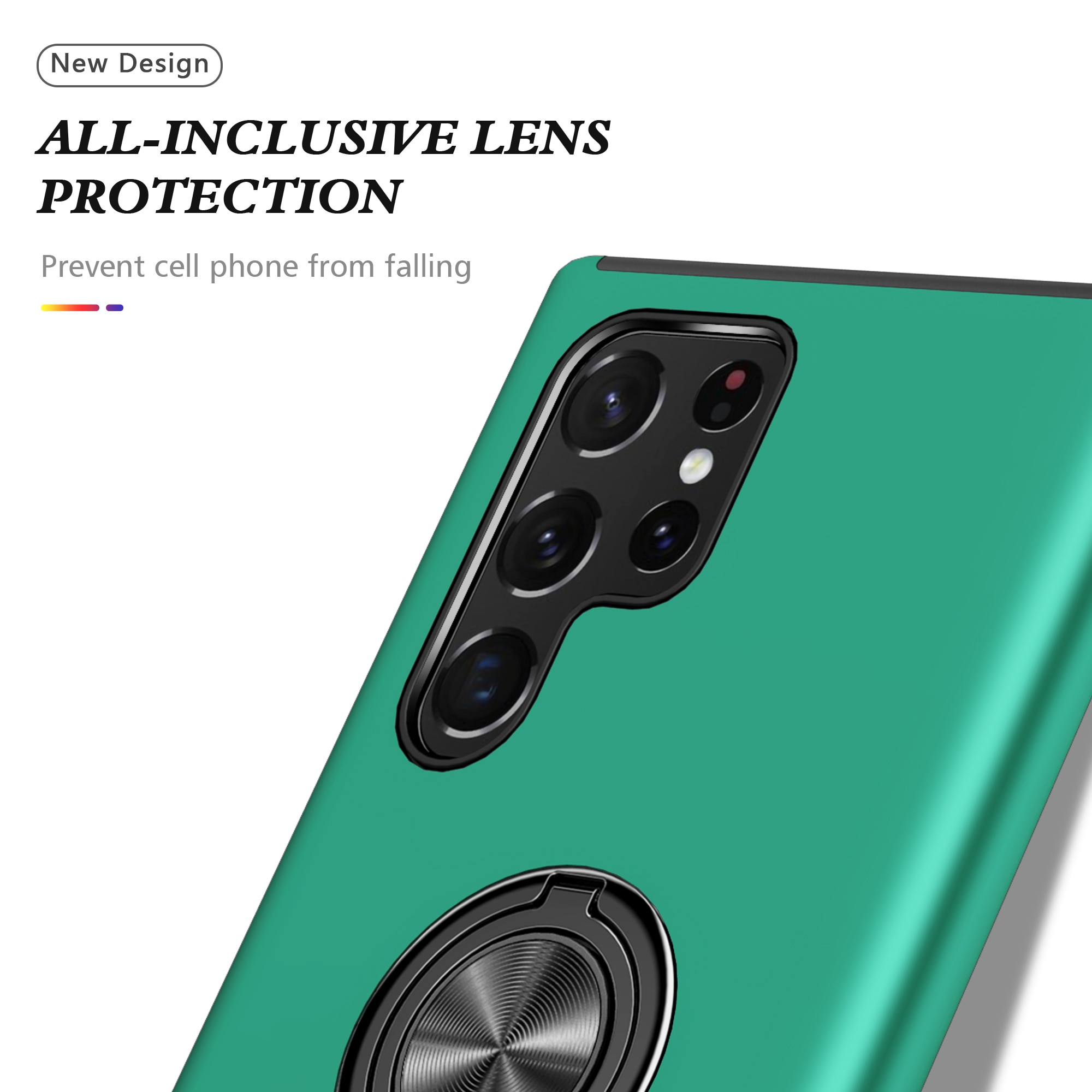Husa de protectie pentru Samsung Galaxy S22 Ultra, Hybrid Antisoc, Kickstand, Bumper inel rotativ 360, Green