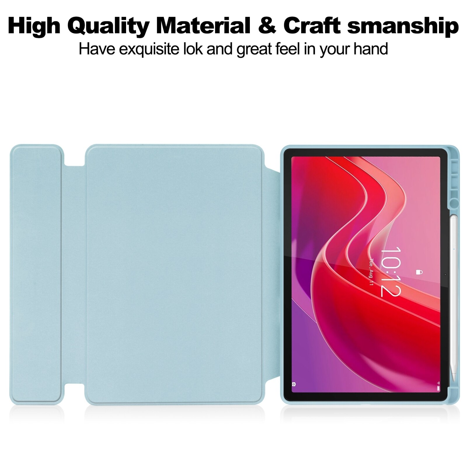 Husa tableta pentru Lenovo Tab M11/Xiaoxin Pad 11 2024, piele inteligenta transparenta cu tastatura, rotire 360°, albastru cer impresionant