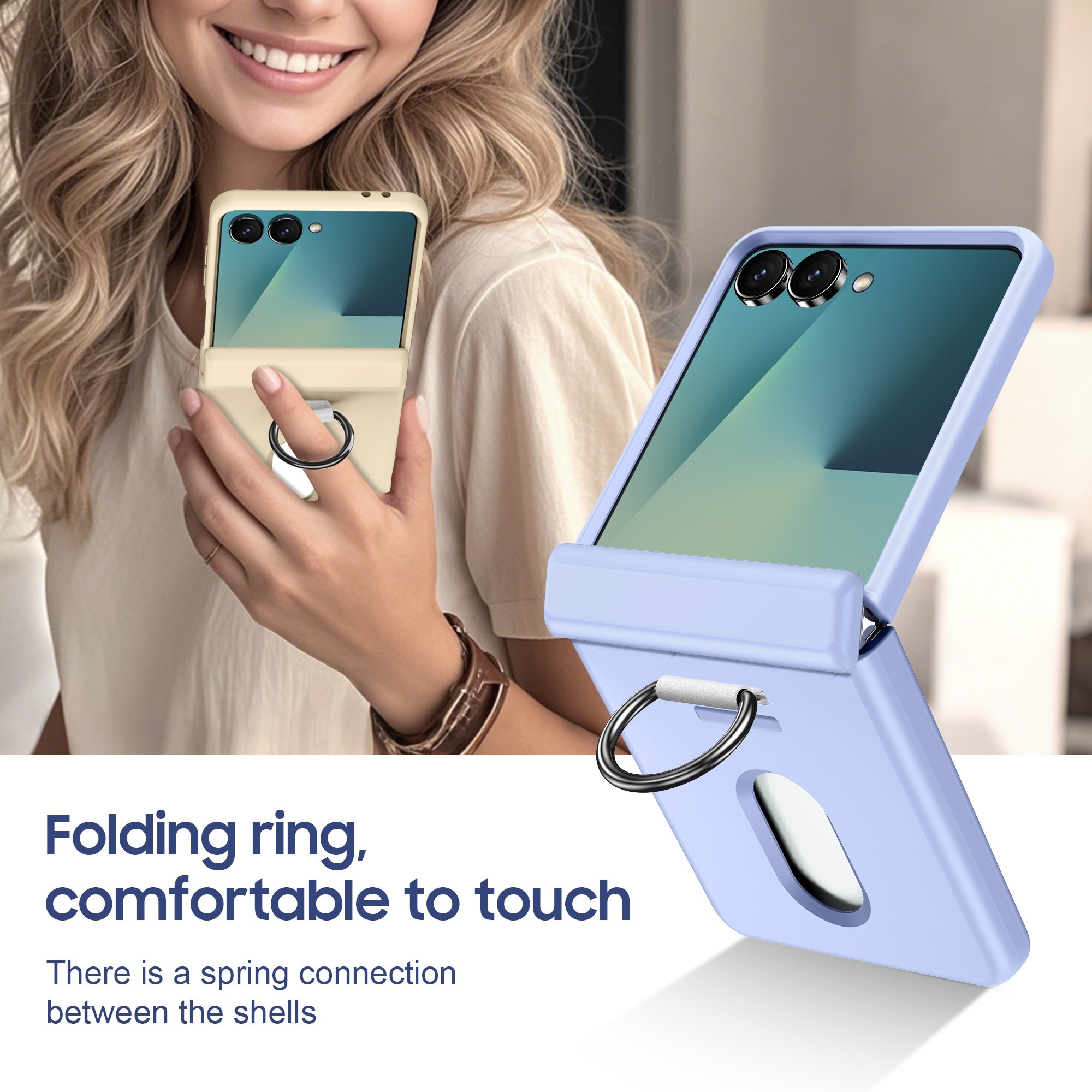 Husa pentru Samsung Galaxy Z Flip6/5 cu MagSafe, Perfect Adaptata Pliabil, Borduri Inalte pentru Ecran & Camera, Profil Subtire, Spatiu 2 Carduri, LIXR-04EN®, Crem Elegant