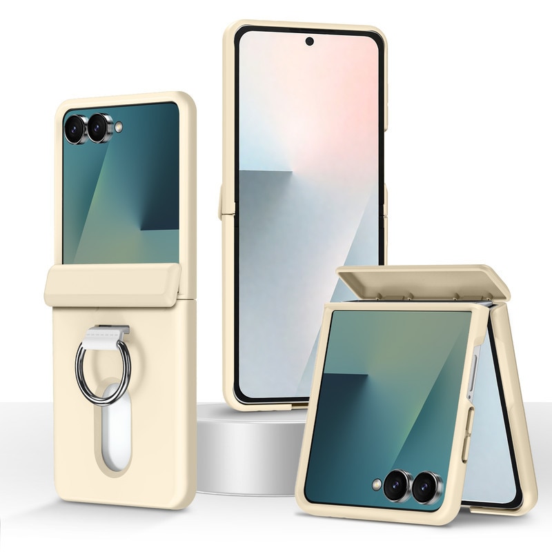 Husa pentru Samsung Galaxy Z Flip6/5 cu MagSafe, Perfect Adaptata Pliabil, Borduri Inalte pentru Ecran & Camera, Profil Subtire, Spatiu 2 Carduri, LIXR-04EN®, Crem Elegant