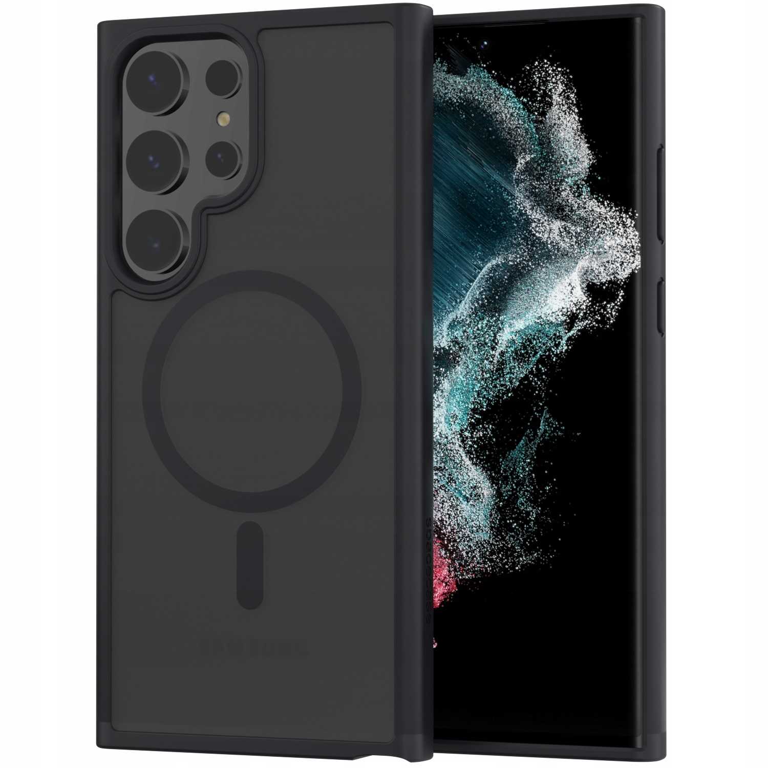 Husa blindata Samsung Galaxy S22 Ultra, Spacecase Hybrid Mag compatibil cu MagSafe, incarcare inductiva, rezistenta la socuri, airbag-uri rezistente la caderi Airbag, durabila, eleganta, minimalista, negru mat