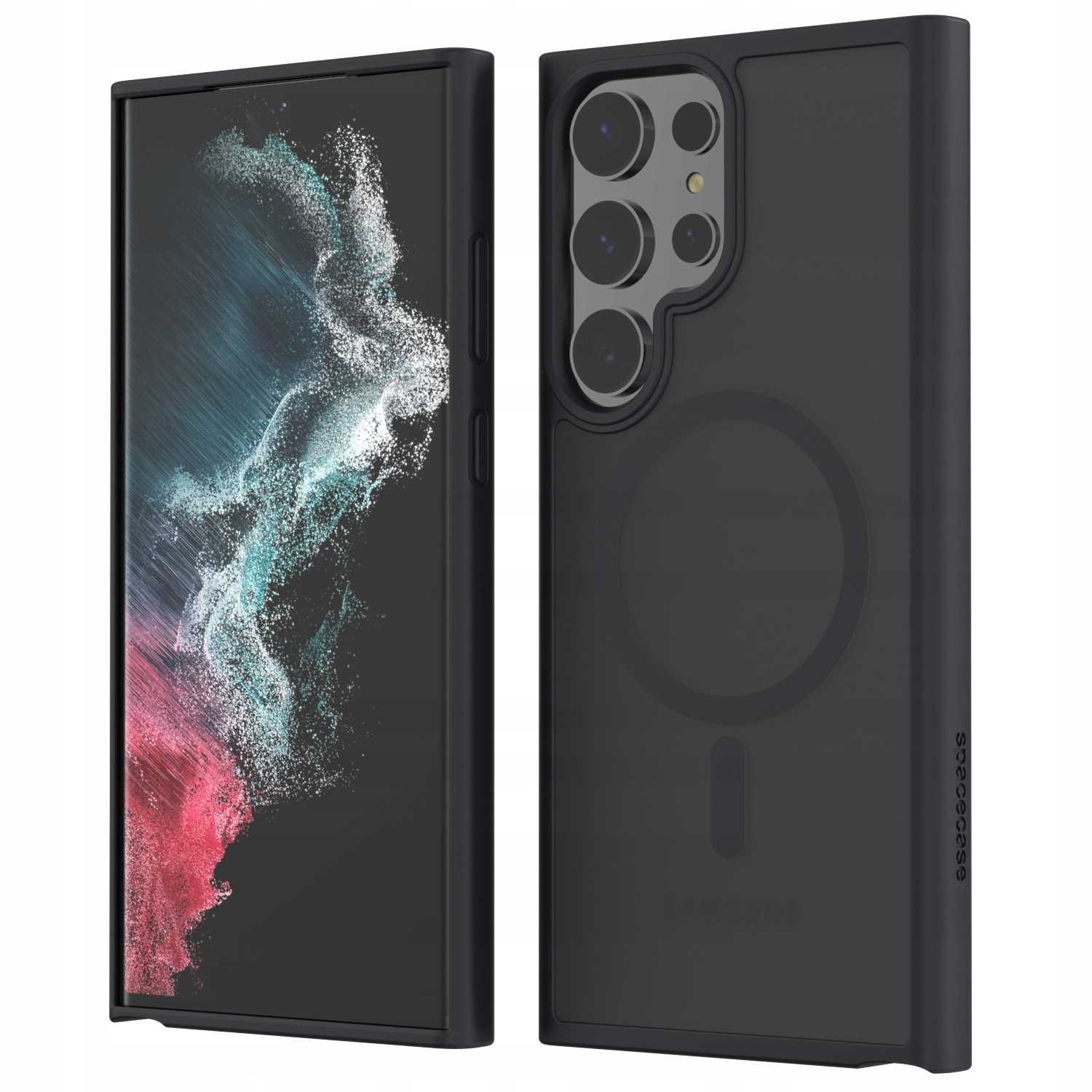 Husa blindata Samsung Galaxy S22 Ultra, Spacecase Hybrid Mag compatibil cu MagSafe, incarcare inductiva, rezistenta la socuri, airbag-uri rezistente la caderi Airbag, durabila, eleganta, minimalista, negru mat