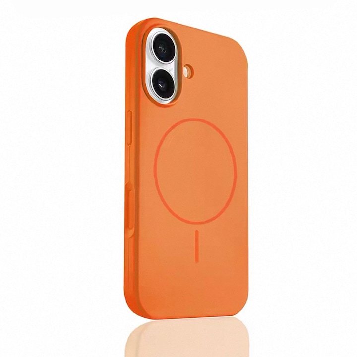 Husa de protectie, pentru Apple iPhone 17, Silicone Case, MagSafe, Calitate Premium, Interior din microfibra, Portocaliu