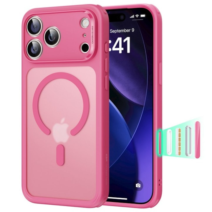 Husa ESR Classic HaloLock Compatibila Cu iPhone 17 Pro, Functie MagSafe, Protectie La Camera, Colturi Intarite, Frost Pink