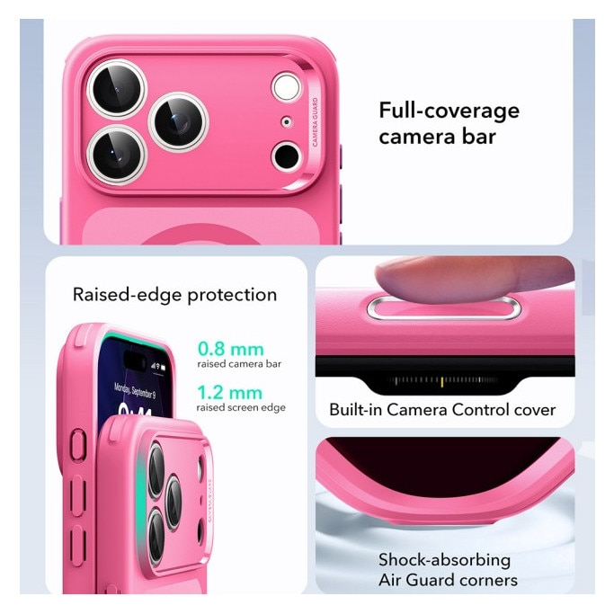 Husa ESR Classic HaloLock Compatibila Cu iPhone 17 Pro, Functie MagSafe, Protectie La Camera, Colturi Intarite, Frost Pink