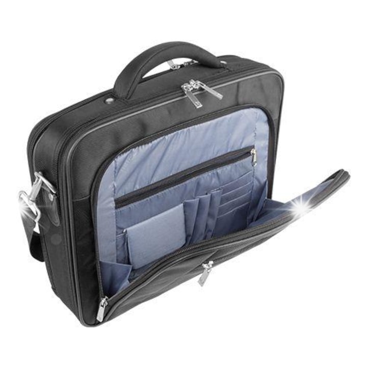 Geanta laptop Natec Boxer 15,6", 3 compartimente, sistem de protectie, neagra
