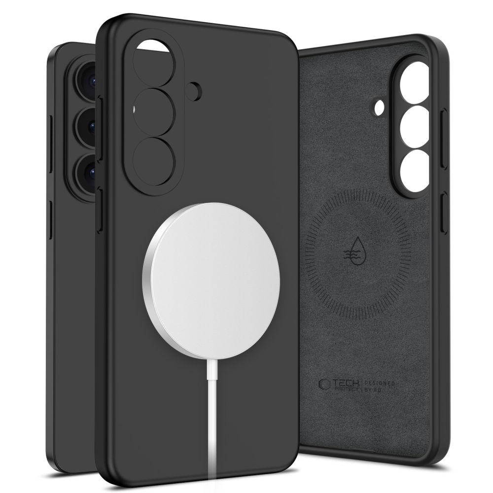 Carcasa Tech-Protect Silicone MagSafe pentru Samsung Galaxy S26, Negru, silicon, interior microfibra