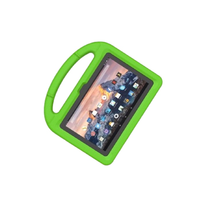 Husa tableta Patamiyar pentru copii, compatibile cu tablete de 7", usoara, rezistenta la socuri, cu maner pentru transport si stand, culoare verde