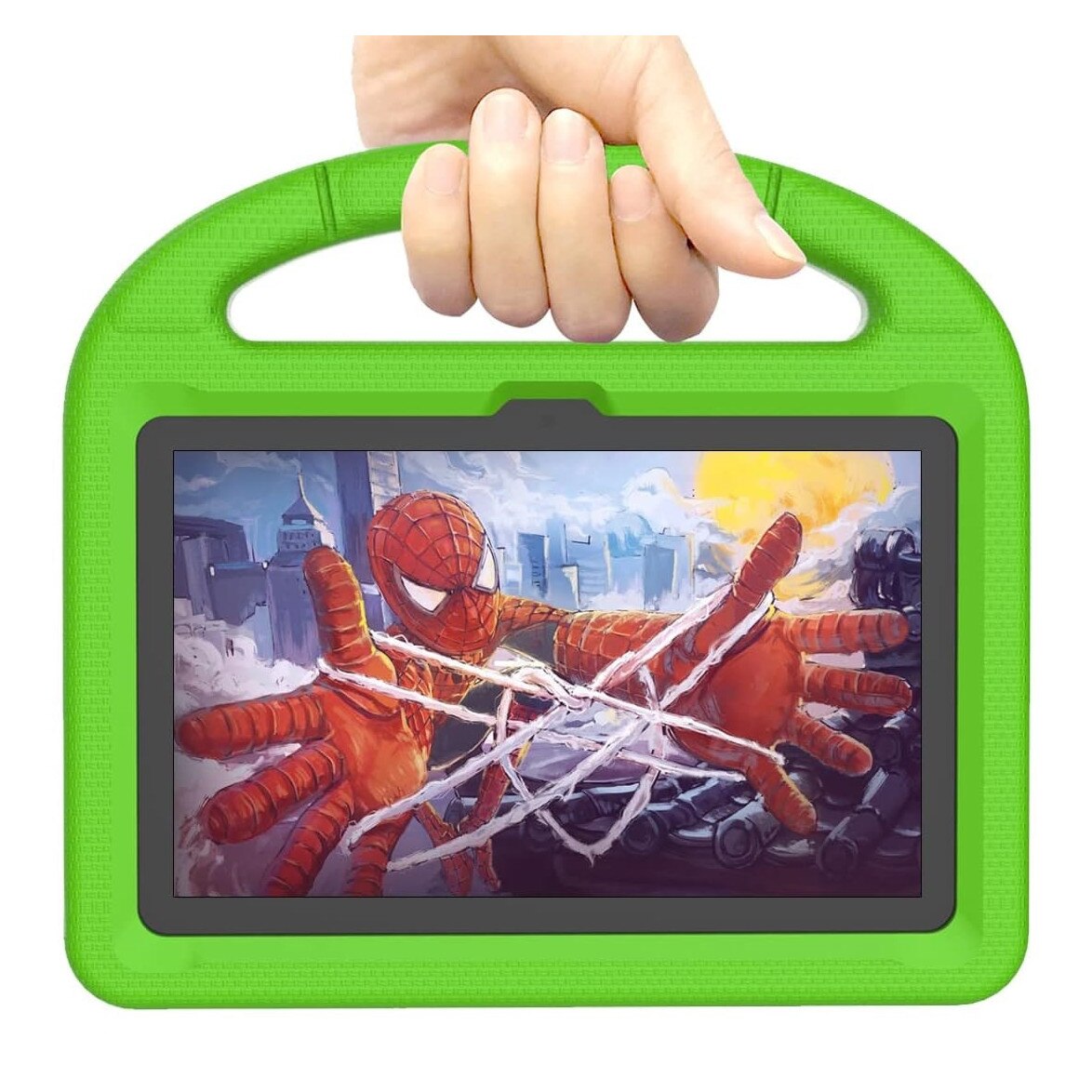 Husa tableta Patamiyar pentru copii, compatibile cu tablete de 7", usoara, rezistenta la socuri, cu maner pentru transport si stand, culoare verde