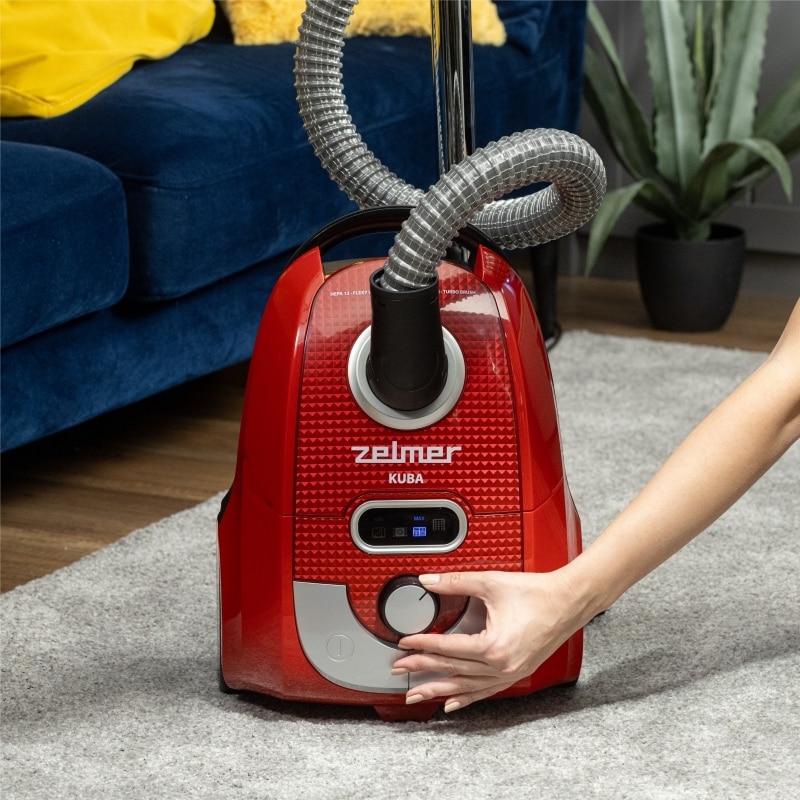 Aspirator cu sac Zelmer ZVC335, 650 W, perie turbo, filtru HEPA, rosu