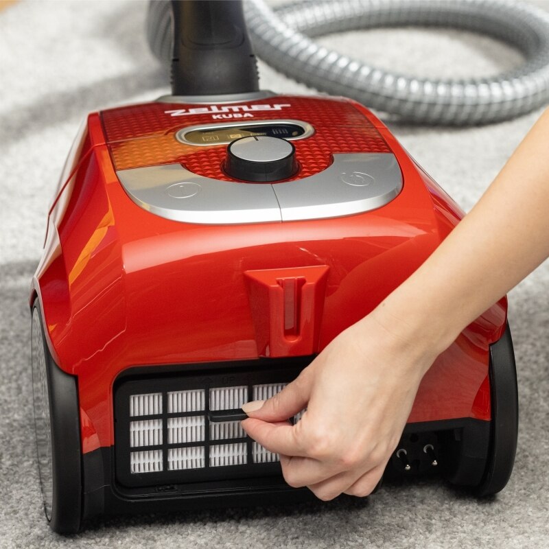 Aspirator cu sac Zelmer ZVC335, 650 W, perie turbo, filtru HEPA, rosu