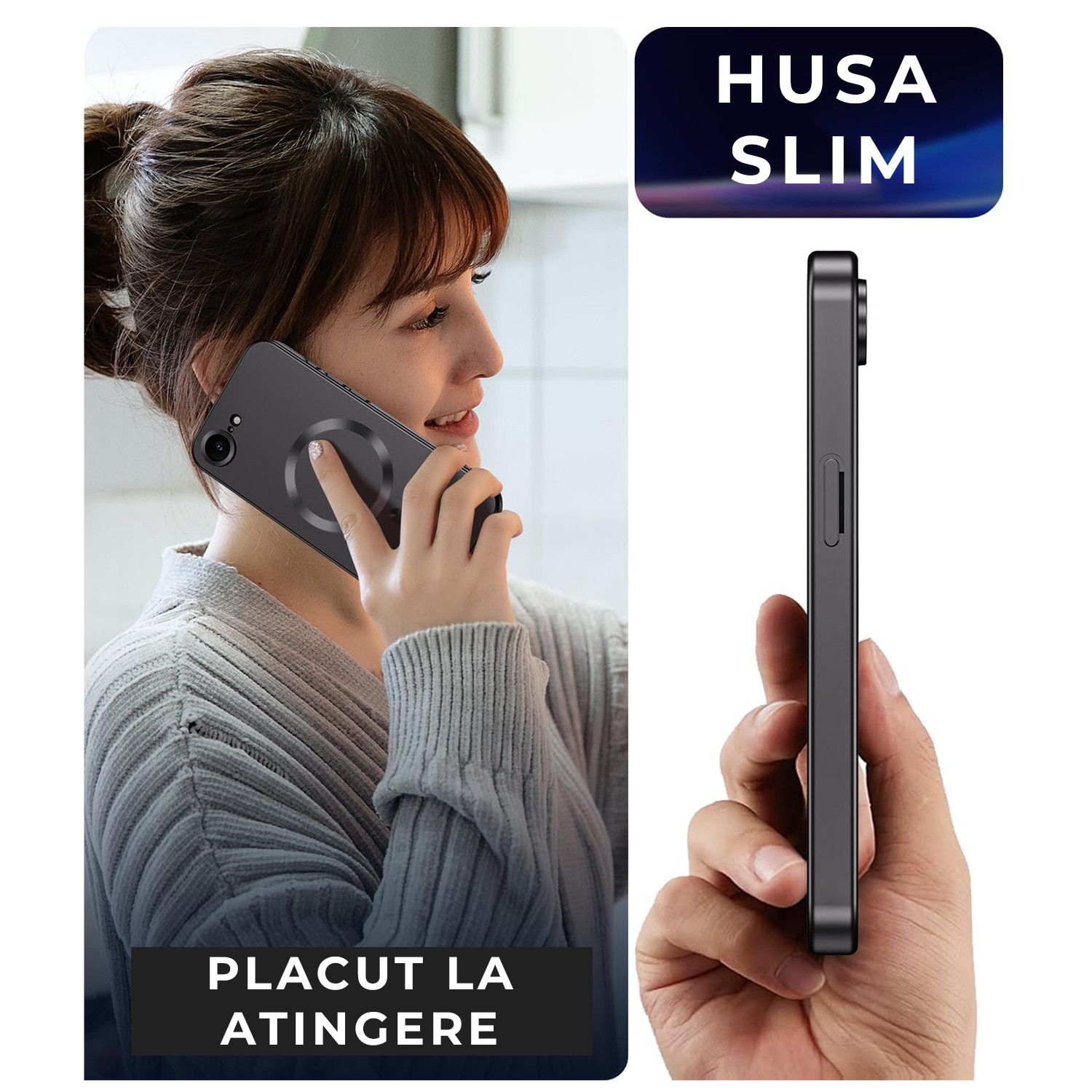 Husa pentru Iphone 16e Daden Magsafe Luxury cu protectie camera, Antisoc, Transparent cu margini argintii