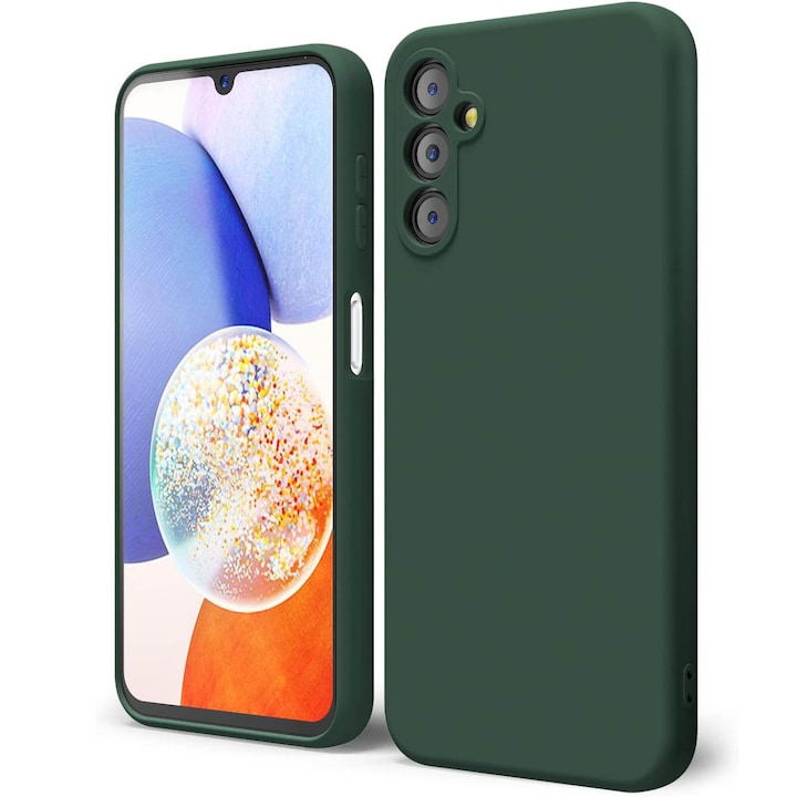 Husa Premium Silicon Soft pentru Samsung A34 5G, Ultra Slim, Protectie sporita, Interior de microfibra, Verde inchis