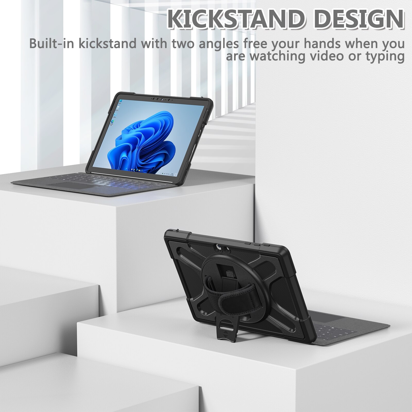 Husa tableta pentru Microsoft Surface Go 4 / 3 / 2 / 1, material TPU + PC, tip carcasa subtire, protectie anti-zgarieturi, acces complet la porturi, negru