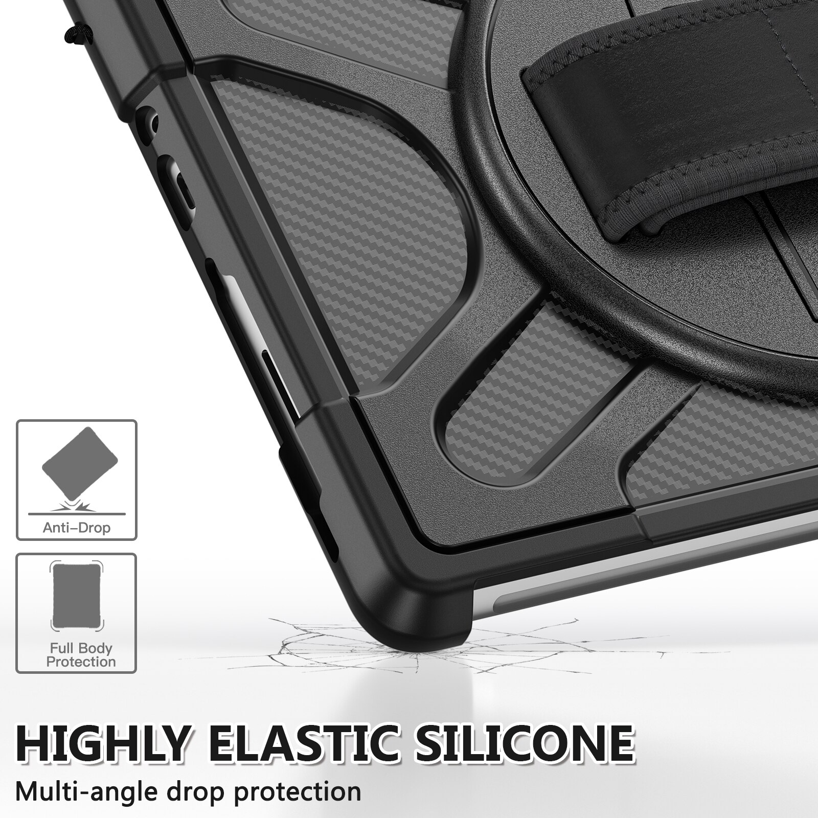 Husa tableta pentru Microsoft Surface Go 4 / 3 / 2 / 1, material TPU + PC, tip carcasa subtire, protectie anti-zgarieturi, acces complet la porturi, negru